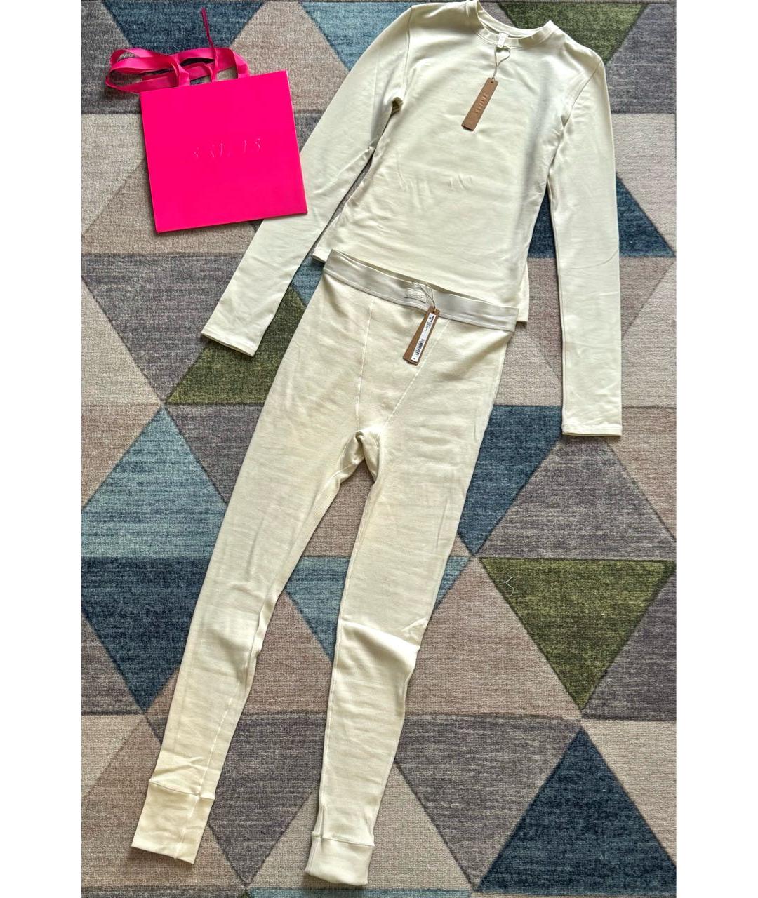 SKIMS Бежевый хлопко-эластановый спортивные костюмы, фото 3