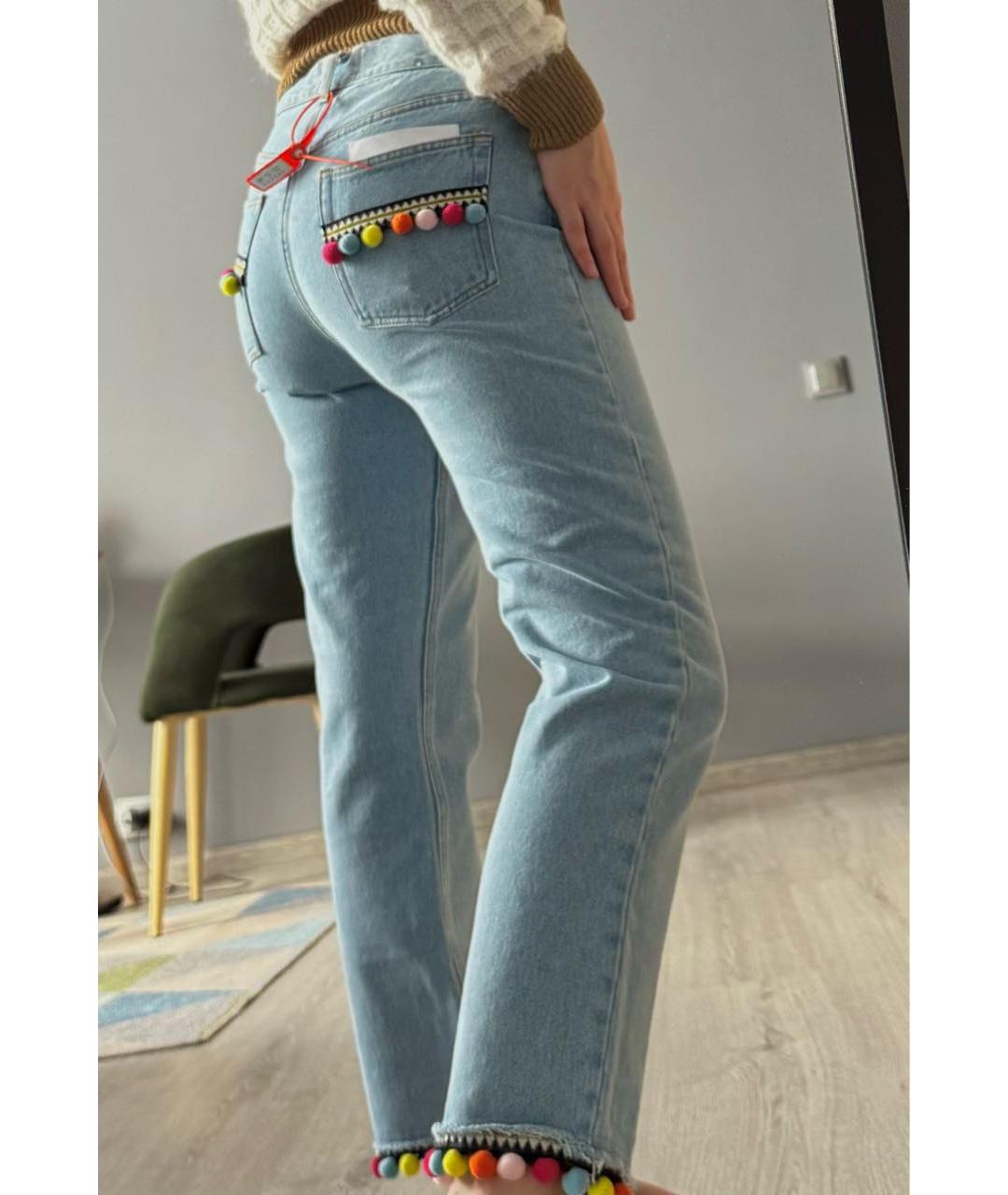 FORTE COUTURE Голубые хлопковые прямые джинсы, фото 6