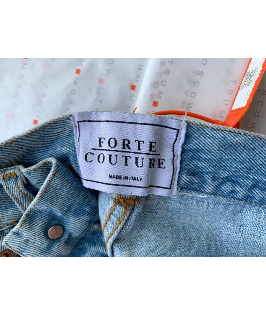 FORTE COUTURE Голубые хлопковые прямые джинсы, фото 3
