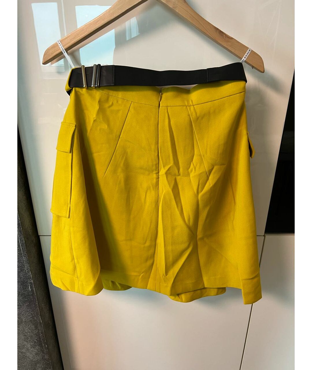 VERSACE COLLECTION Горчичная вискозная юбка мини, фото 2