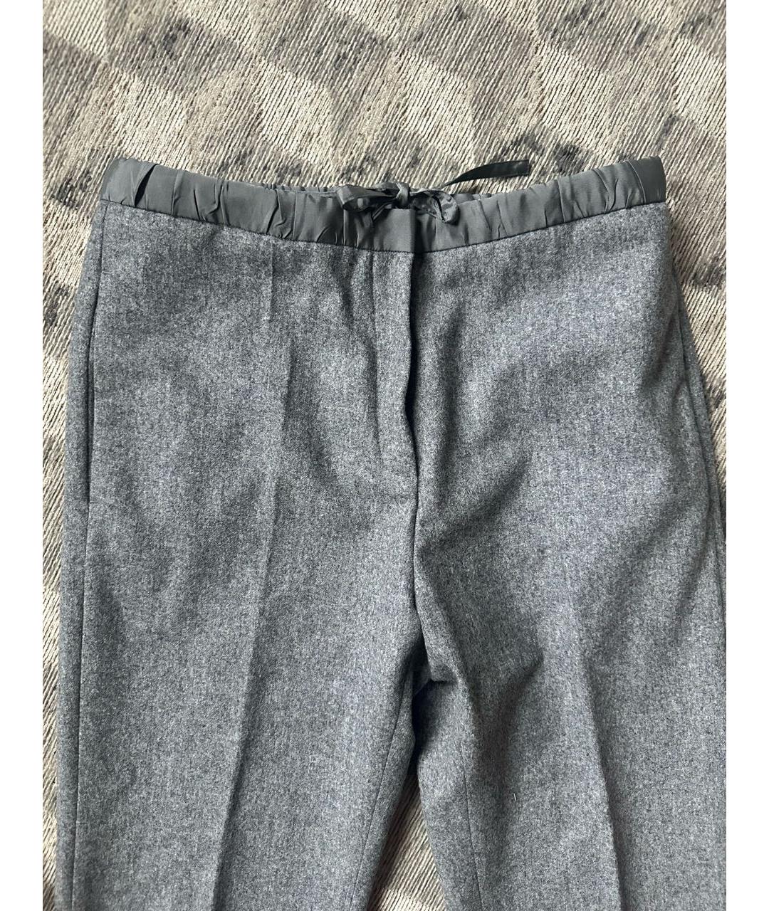 JIL SANDER Серые шерстяные брюки узкие, фото 4