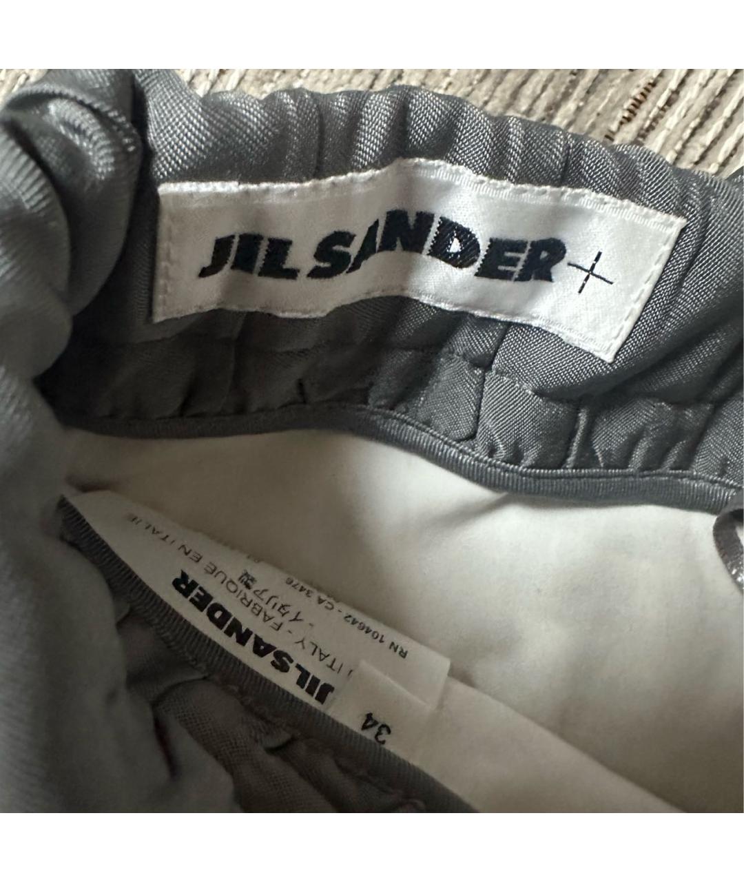 JIL SANDER Серые шерстяные брюки узкие, фото 5