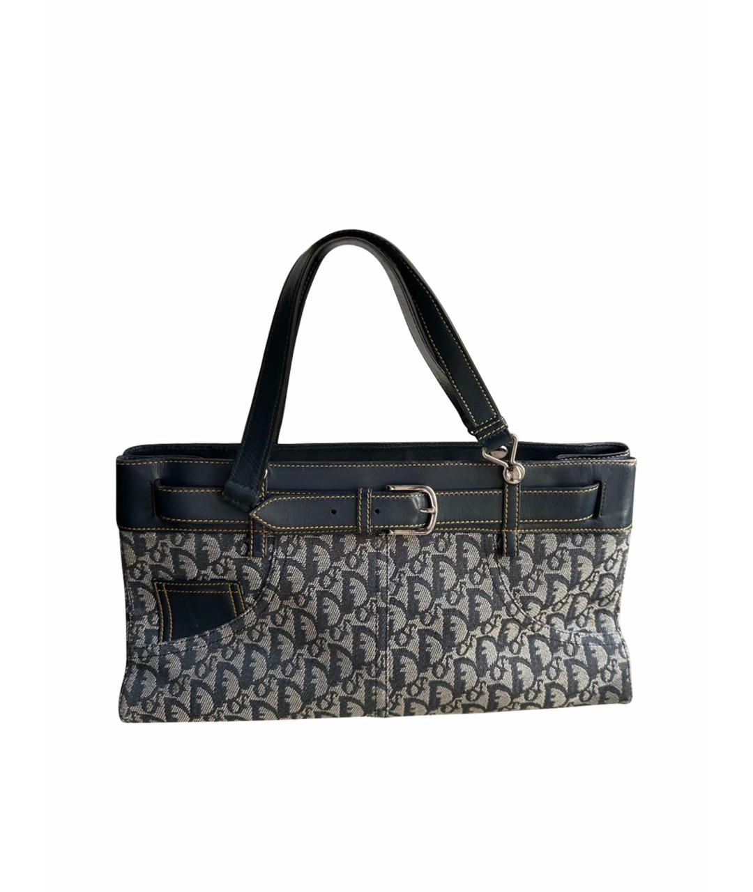 CHRISTIAN DIOR Голубая деним сумка с короткими ручками, фото 1