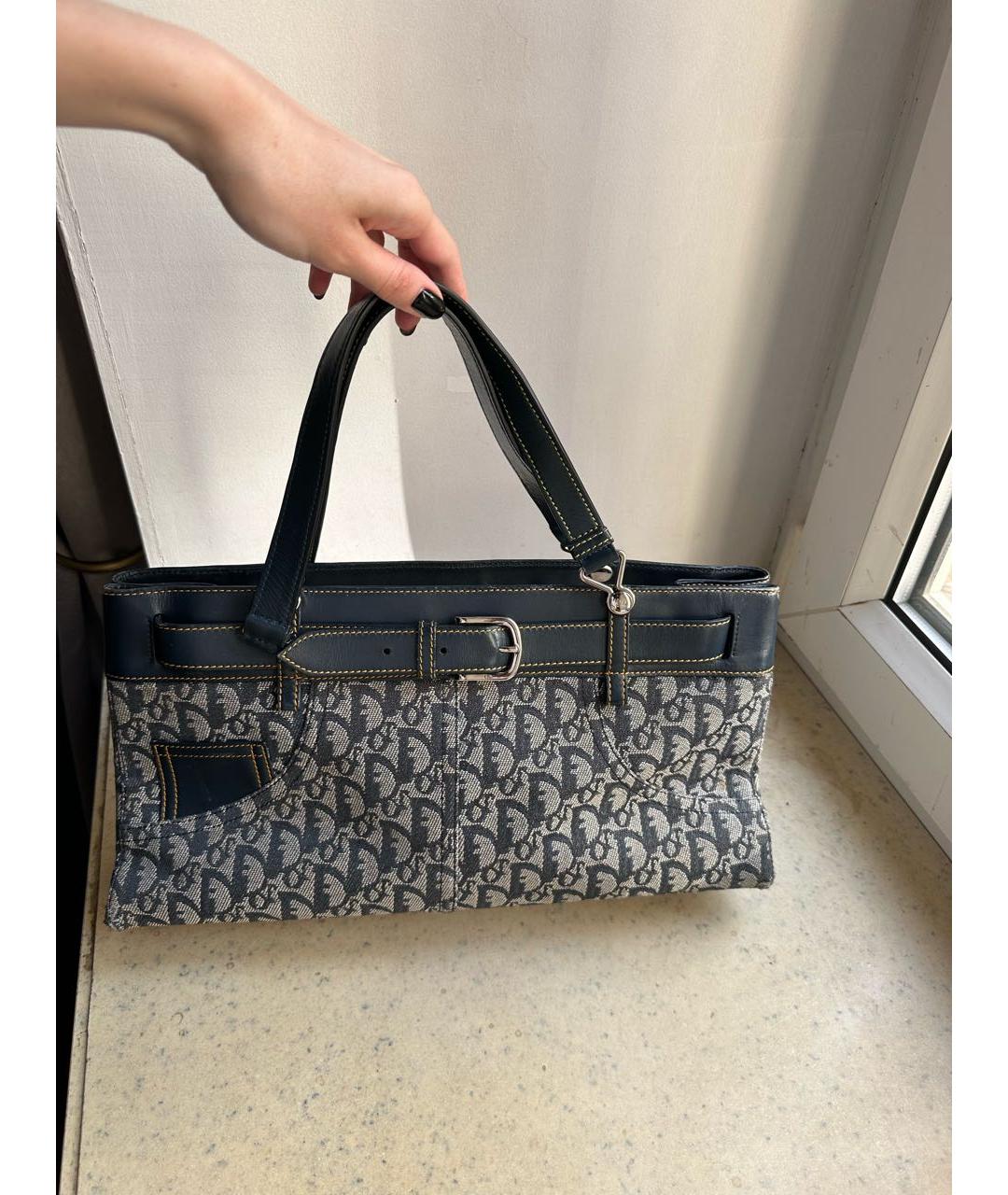 CHRISTIAN DIOR Голубая деним сумка с короткими ручками, фото 5