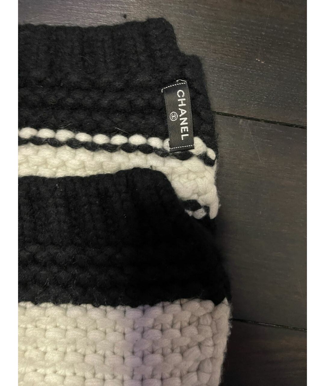 CHANEL PRE-OWNED Черный кашемировый шарф, фото 3