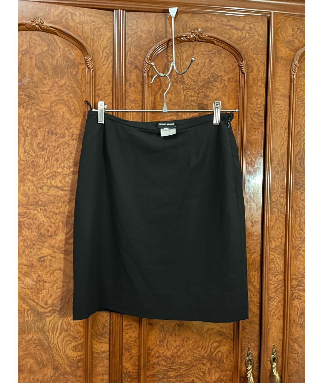 GIORGIO ARMANI VINTAGE Черная шерстяная юбка мини, фото 5