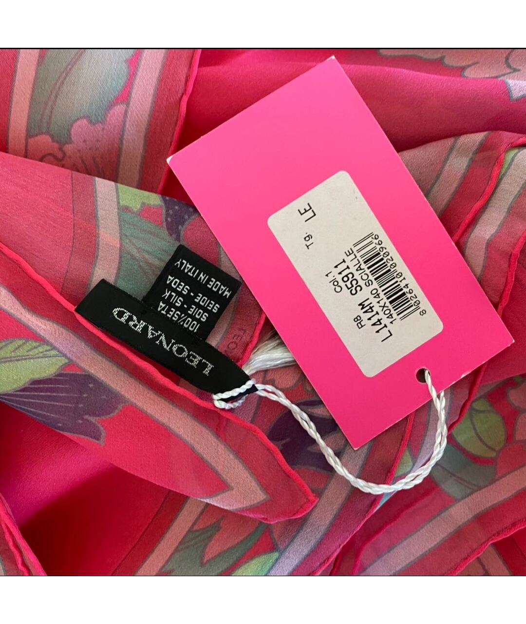 LEONARD Розовый шелковый шарф, фото 3