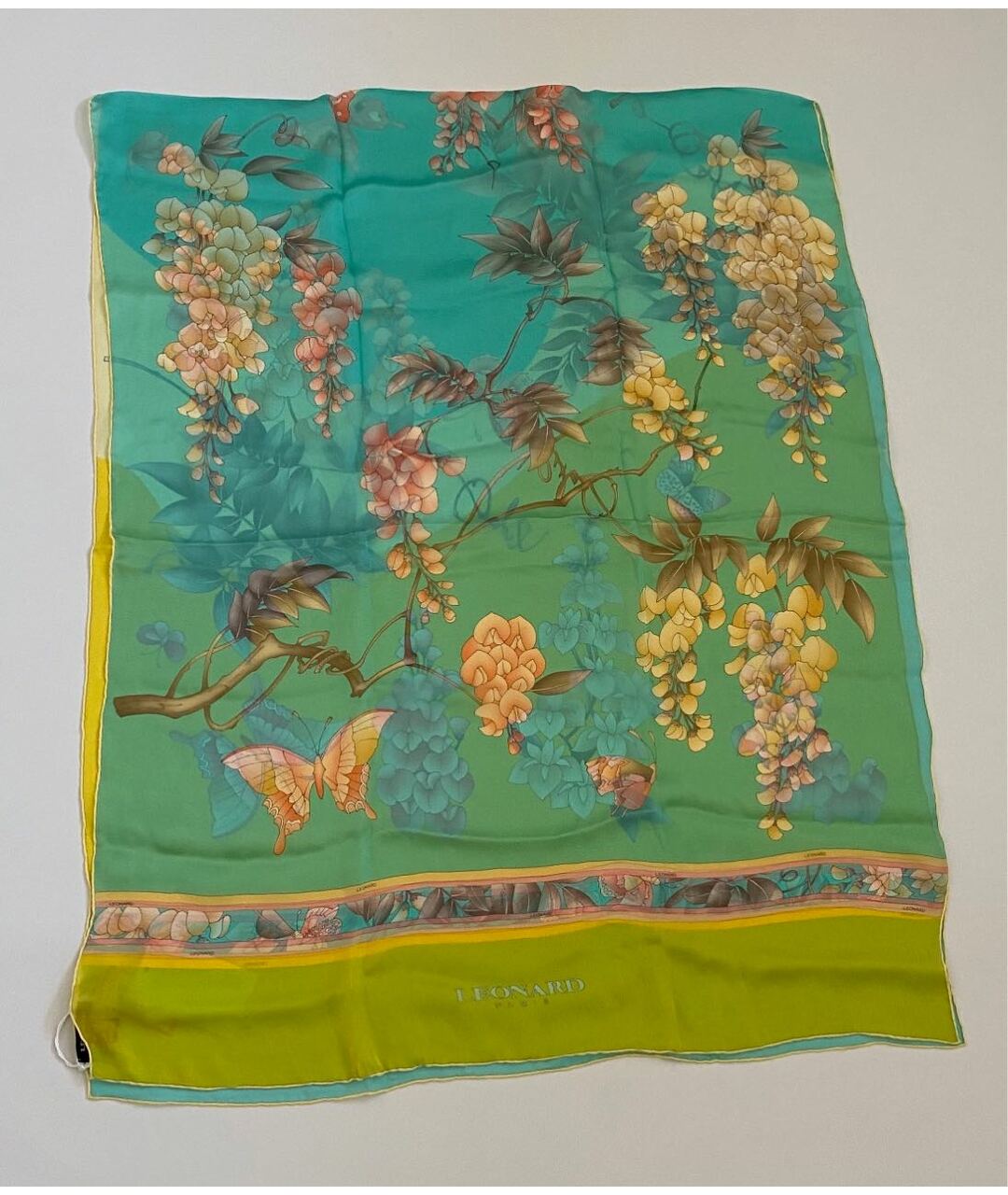 LEONARD Зеленый шелковый шарф, фото 3