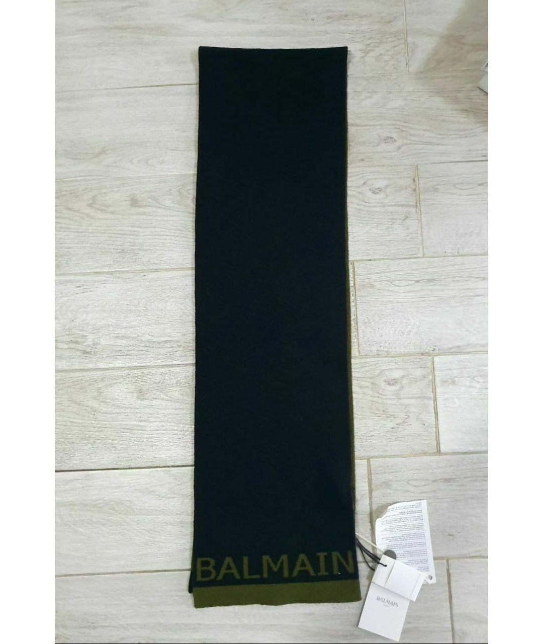 BALMAIN Антрацитовый шерстяной шарф, фото 4