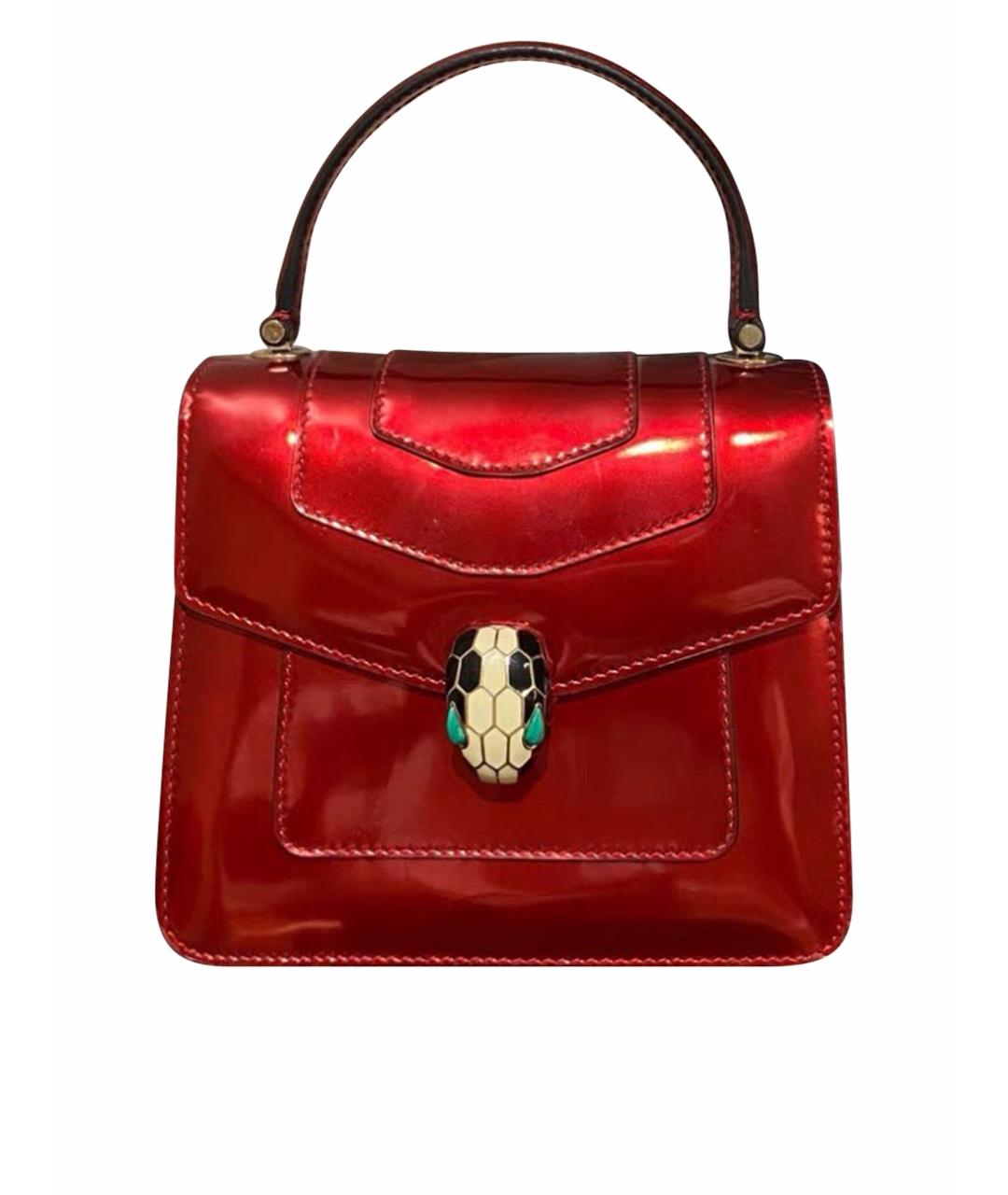 BVLGARI Красная сумка с короткими ручками из лакированной кожи, фото 1
