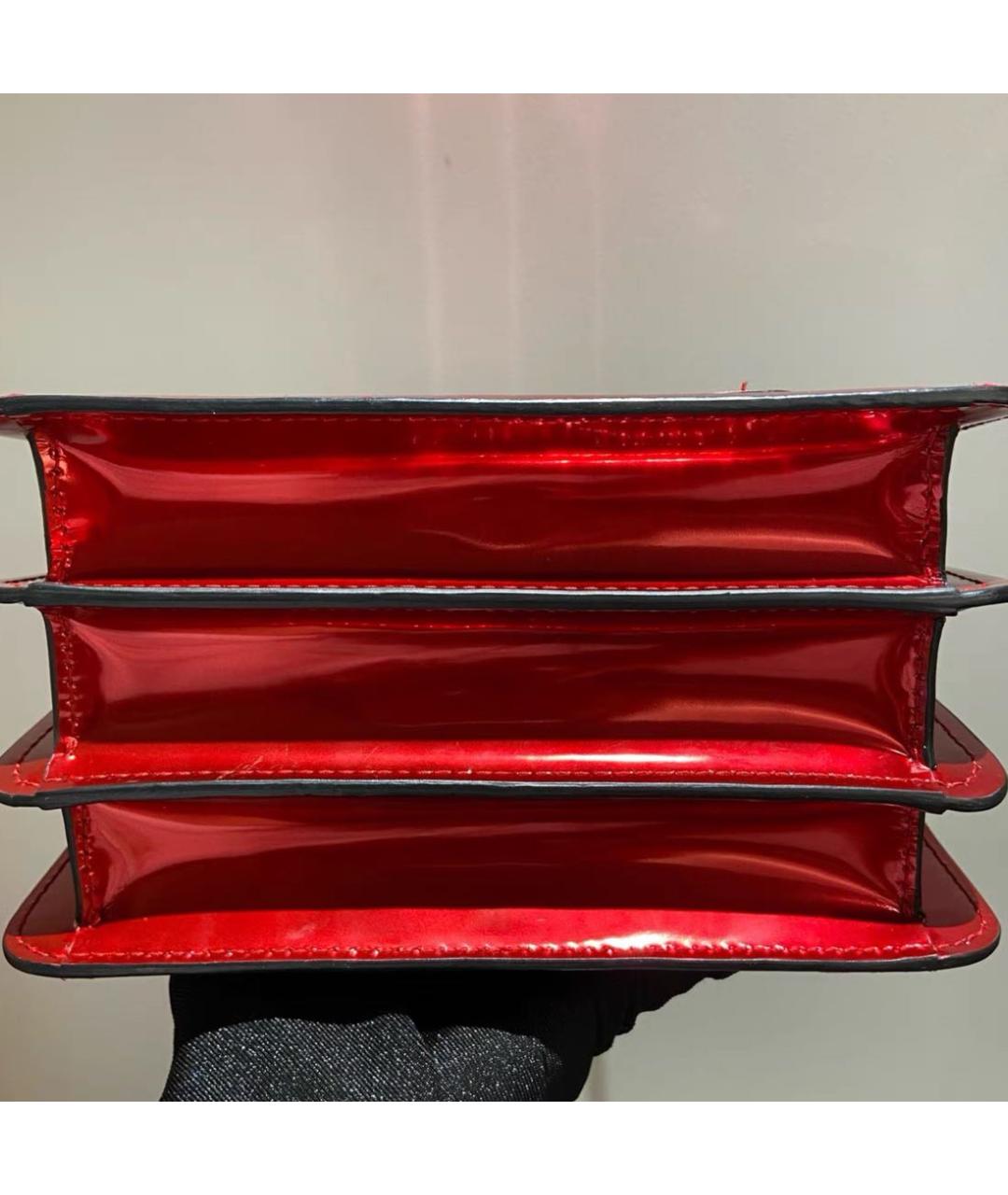BVLGARI Красная сумка с короткими ручками из лакированной кожи, фото 5