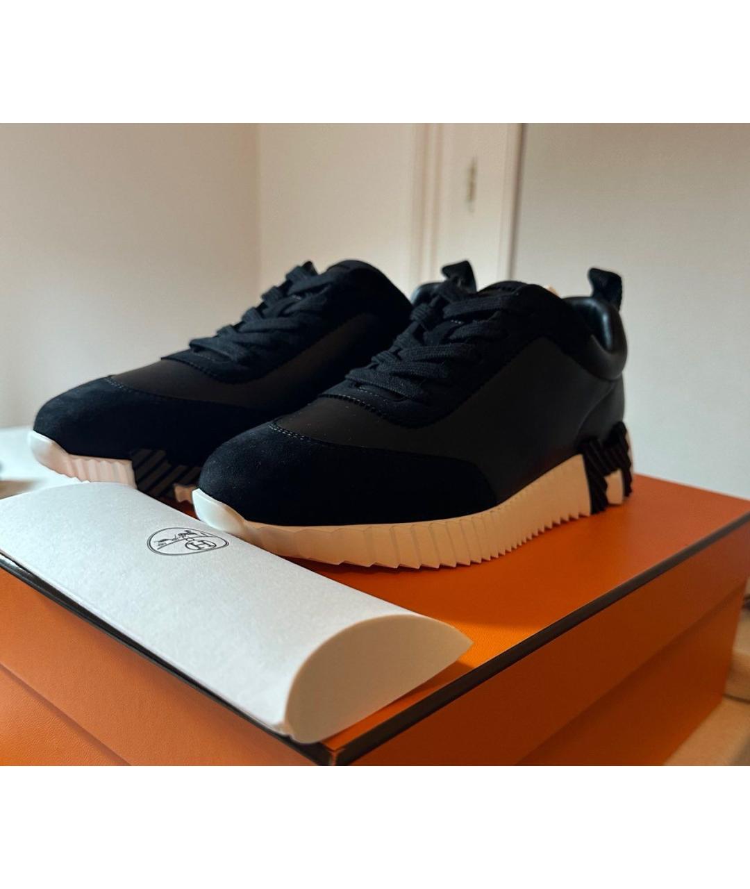 HERMES Черные замшевые кроссовки, фото 3