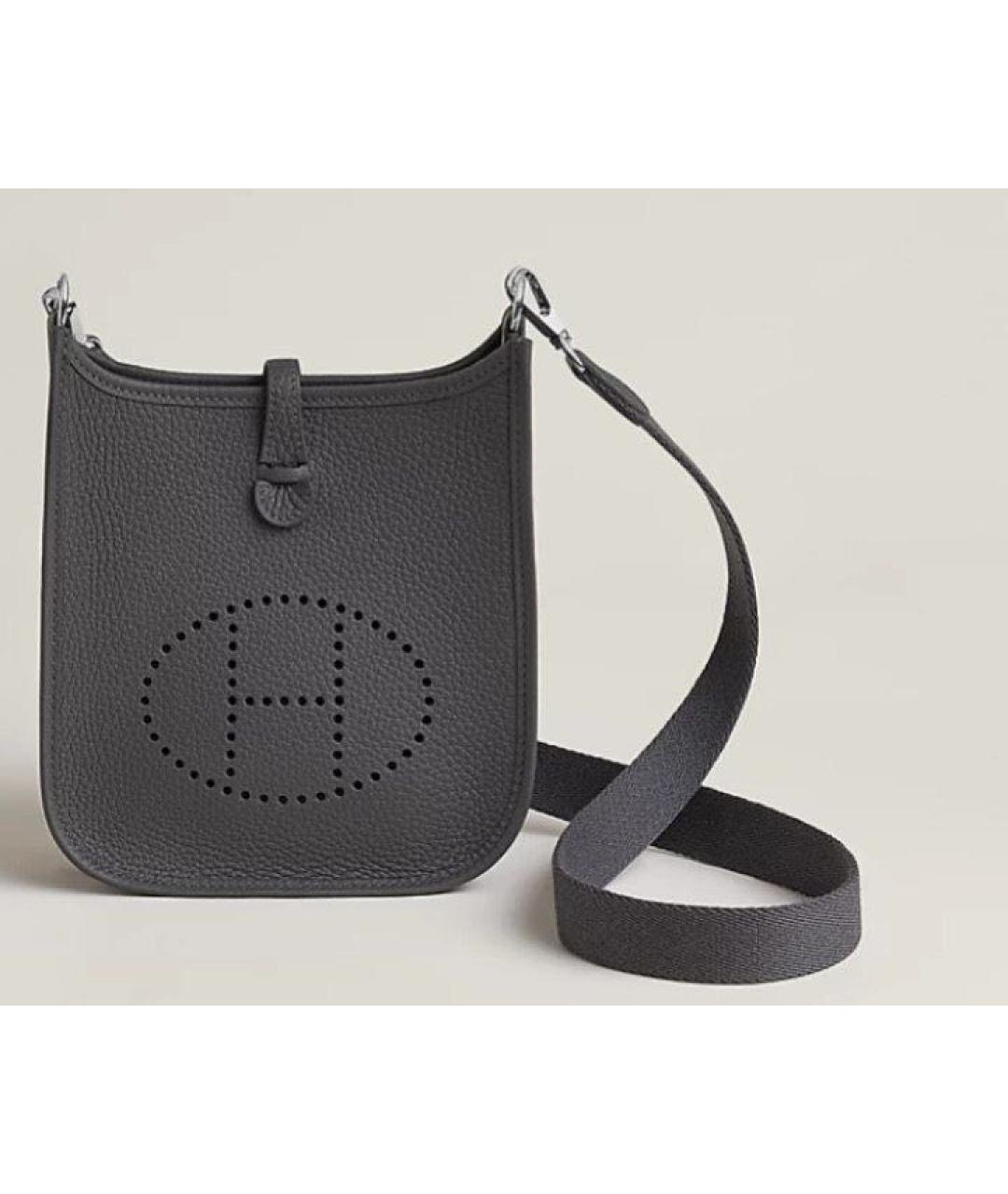 HERMES Серая кожаная сумка через плечо, фото 4