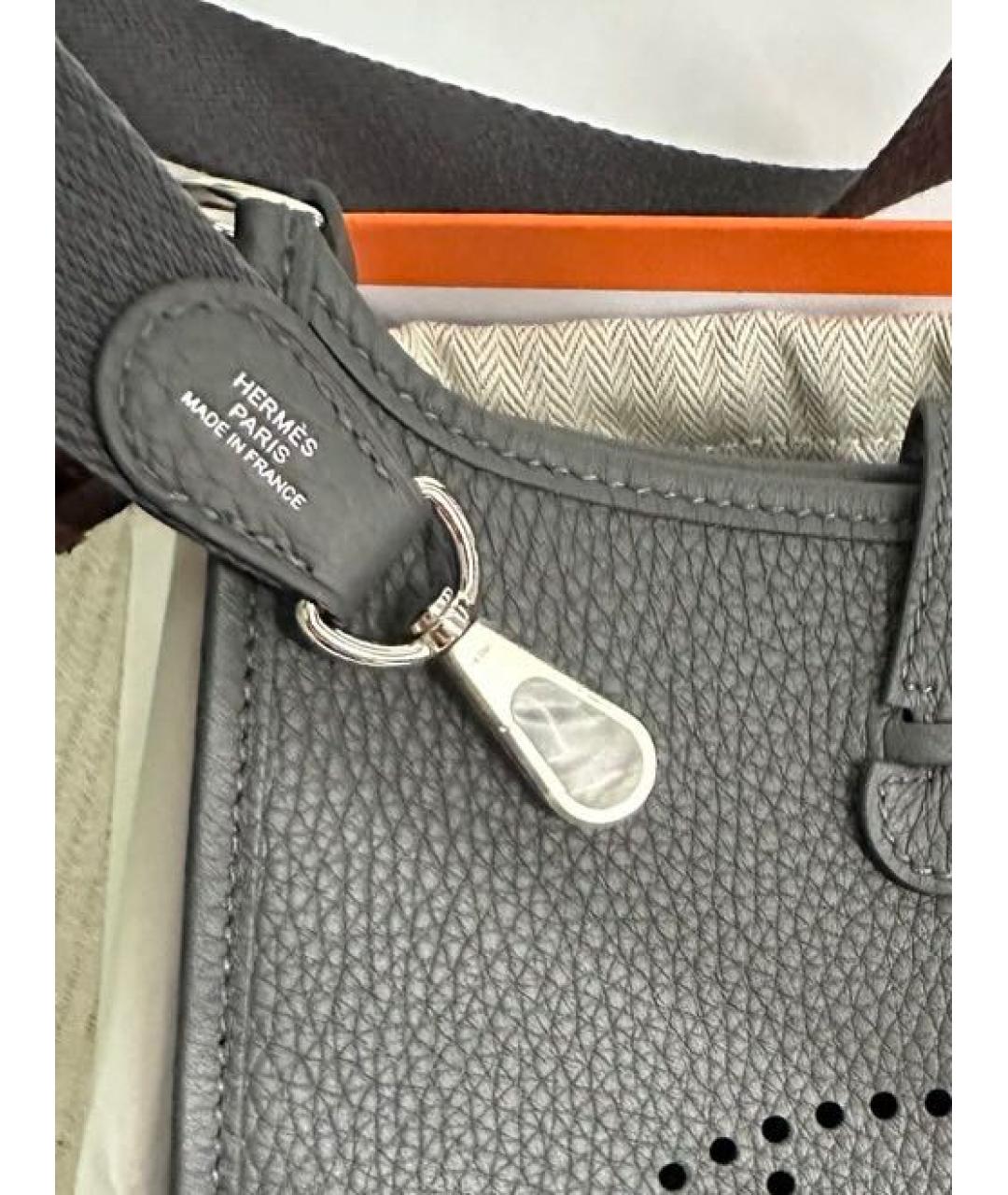 HERMES Серая кожаная сумка через плечо, фото 3