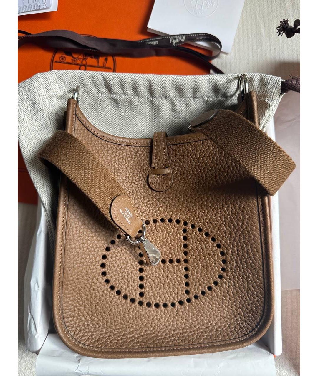 HERMES Коричневая кожаная сумка через плечо, фото 5