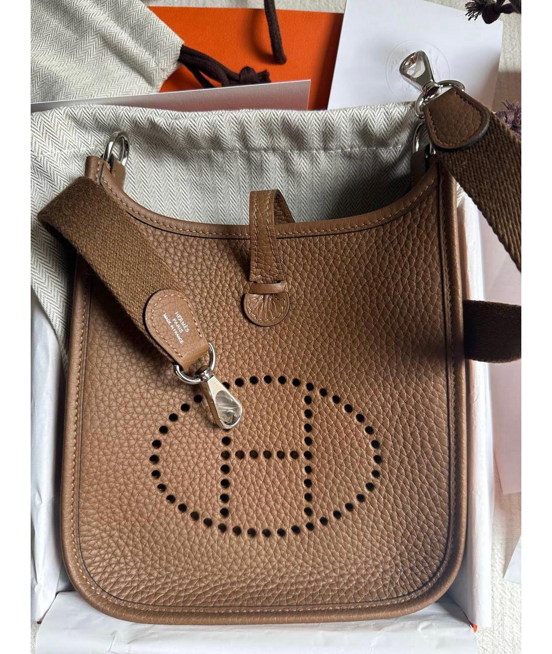 HERMES Коричневая кожаная сумка через плечо, фото 4