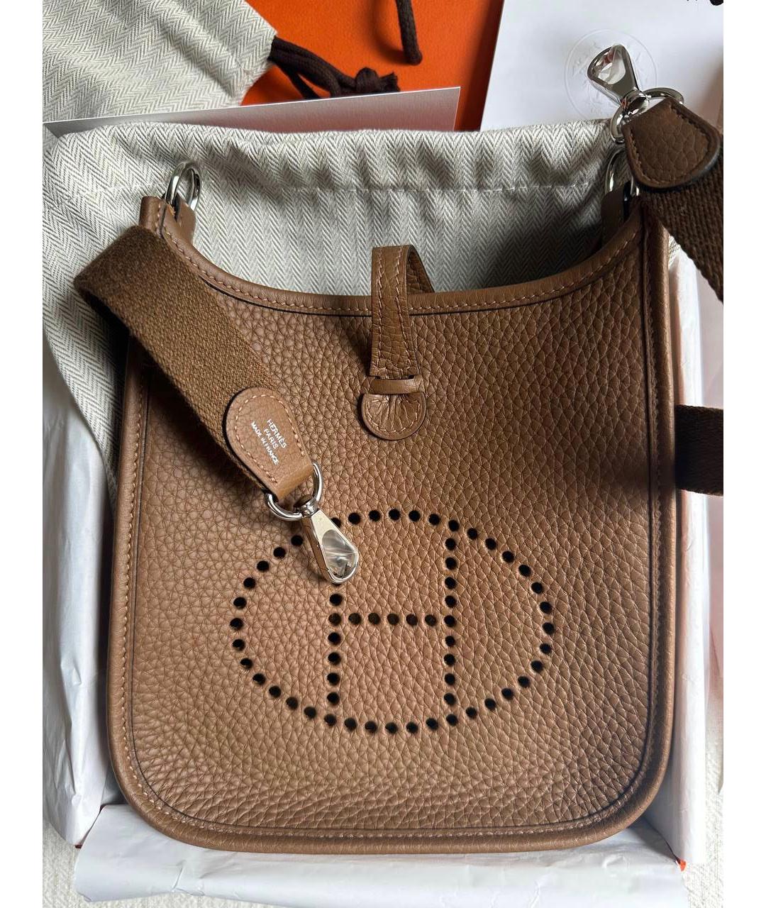 HERMES Коричневая кожаная сумка через плечо, фото 6