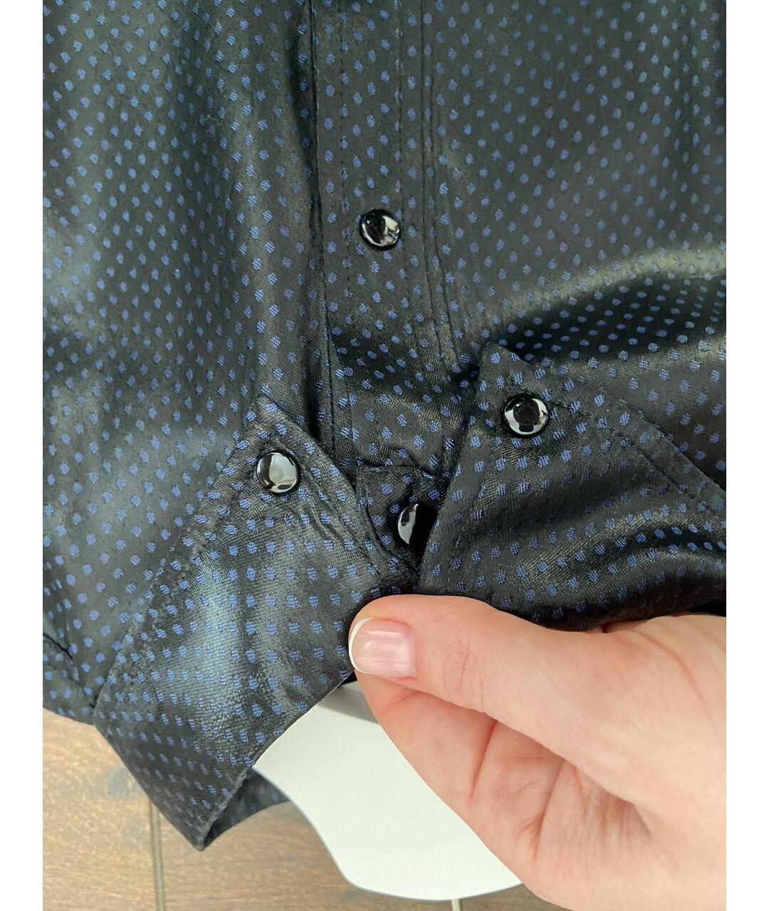 SANDRO Темно-синяя ацетатная рубашка, фото 4