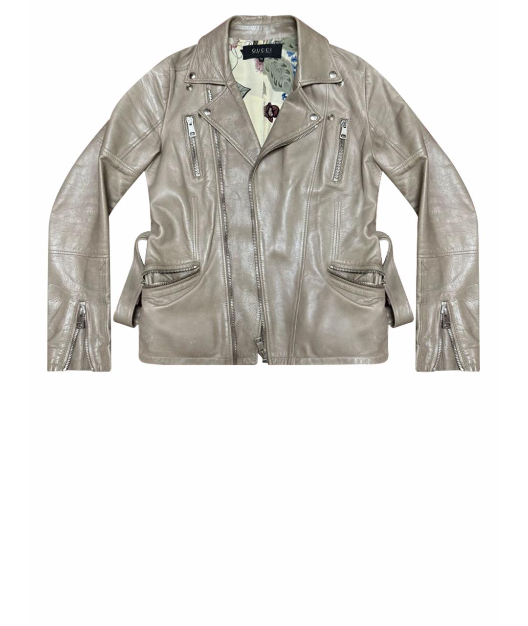 GUCCI Бежевая кожаная куртка, фото 1