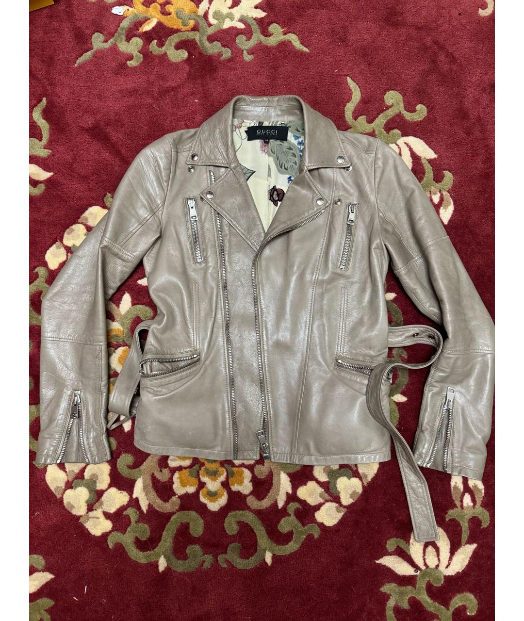 GUCCI Бежевая кожаная куртка, фото 5