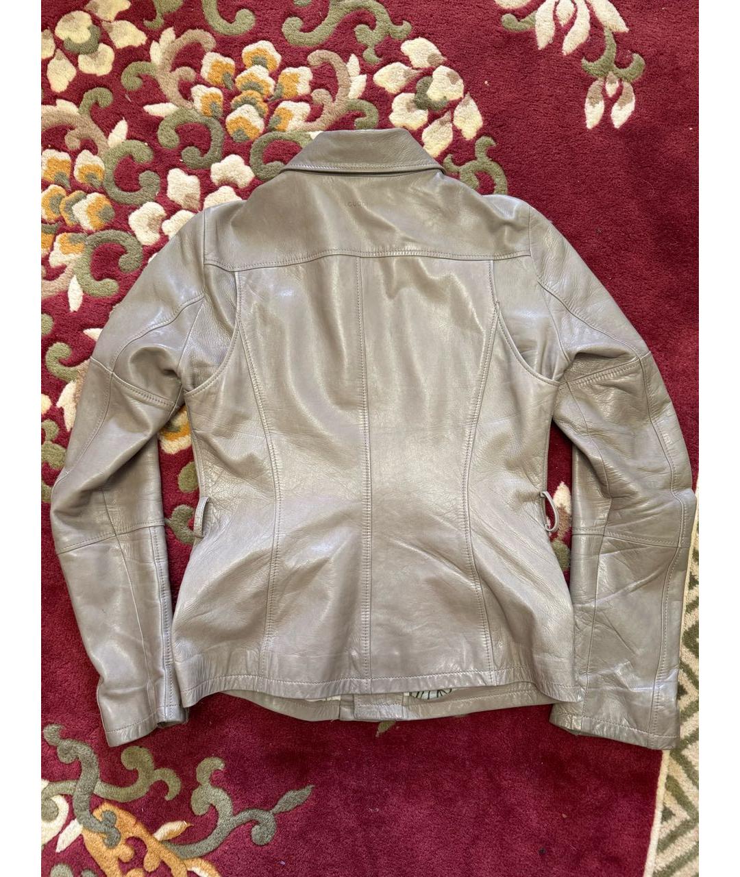 GUCCI Бежевая кожаная куртка, фото 2