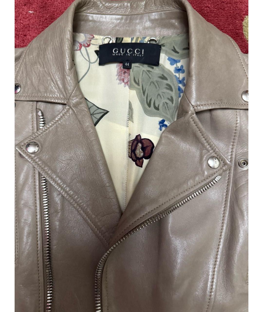 GUCCI Бежевая кожаная куртка, фото 3