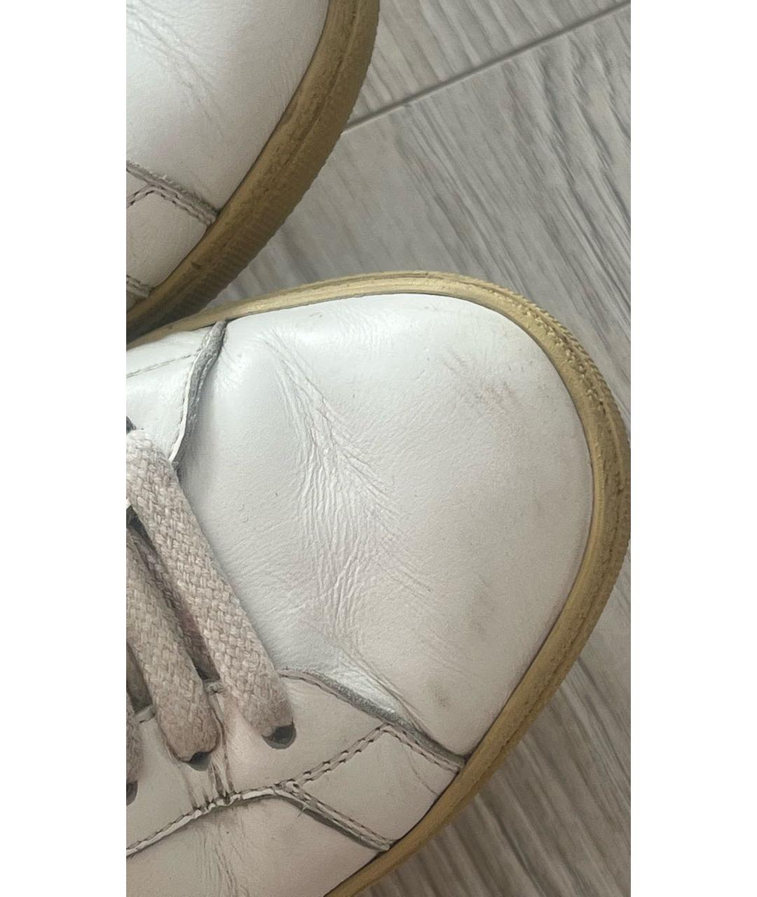 SAINT LAURENT Белые кожаные лодочки на низком каблуке, фото 6