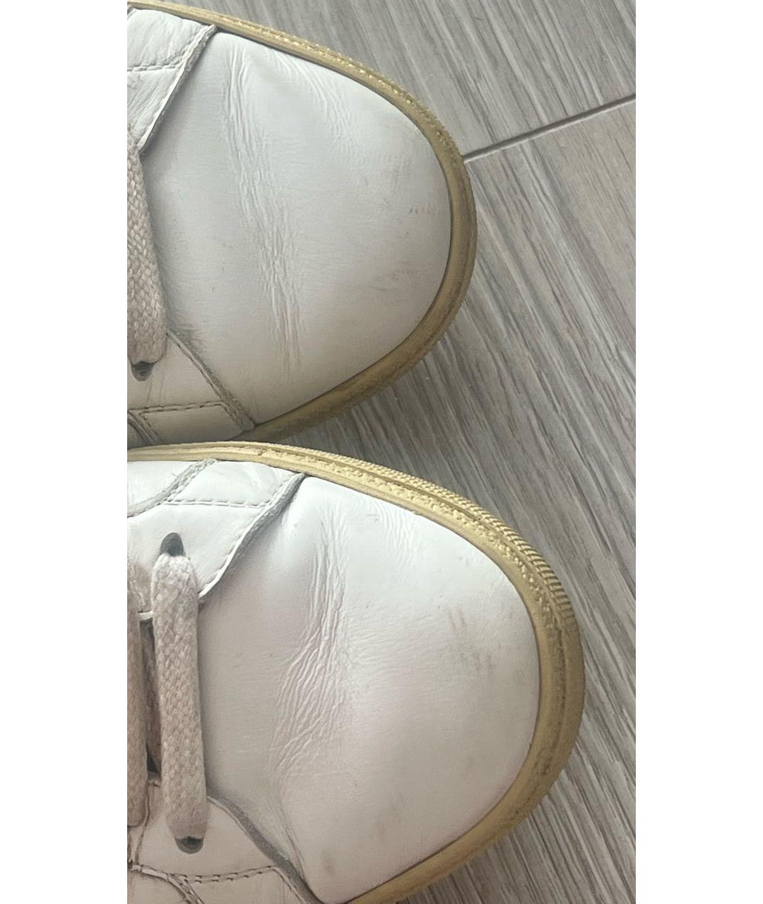 SAINT LAURENT Белые кожаные лодочки на низком каблуке, фото 5