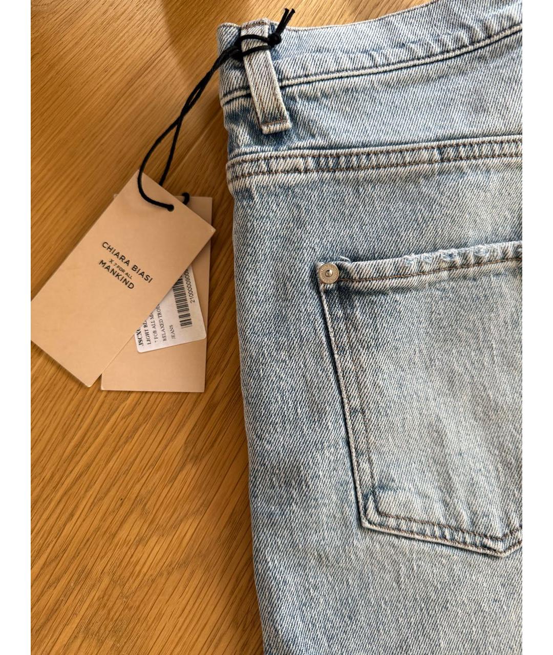 7 FOR ALL MANKIND Голубые хлопковые прямые джинсы, фото 3