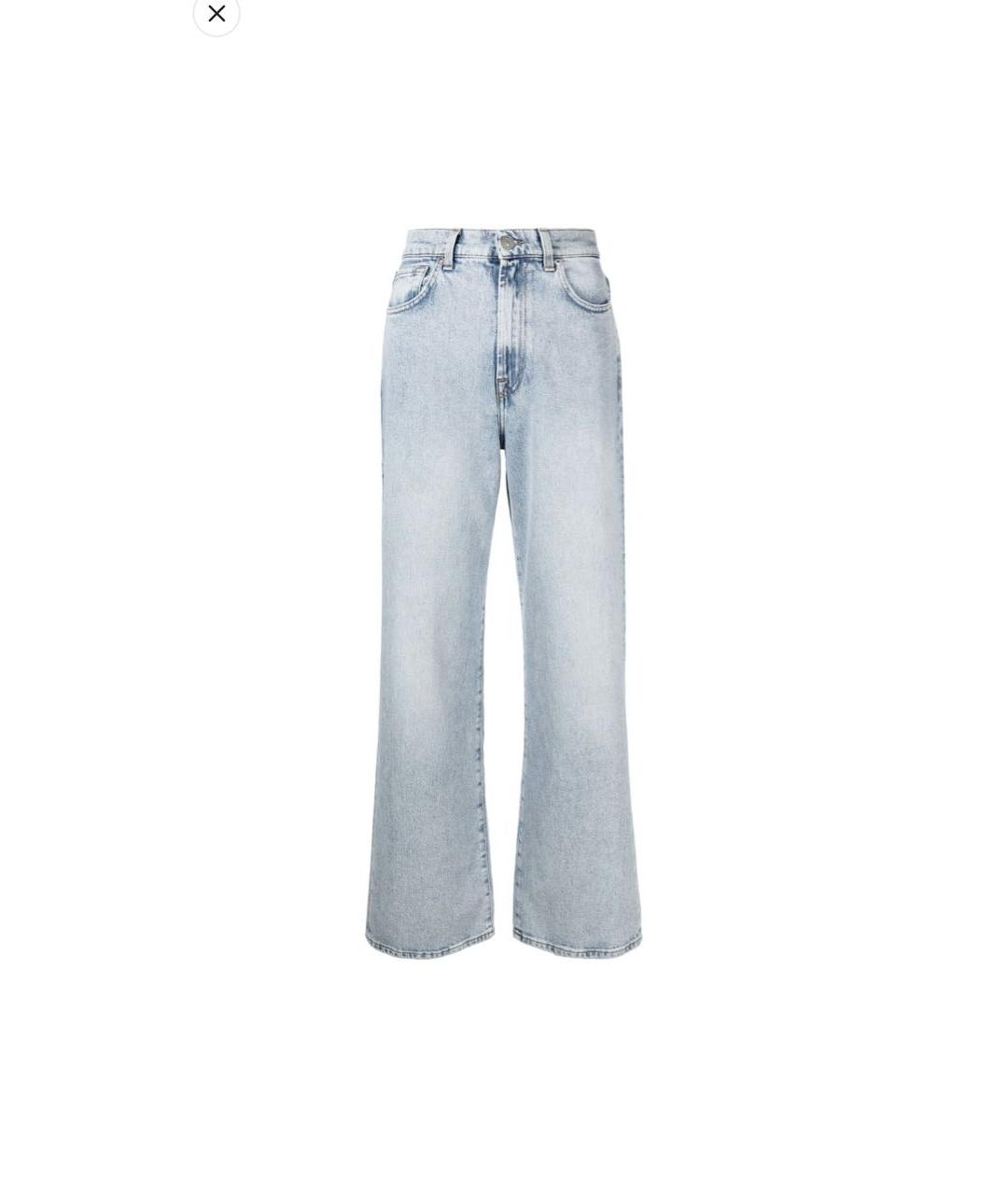 7 FOR ALL MANKIND Голубые хлопковые прямые джинсы, фото 1