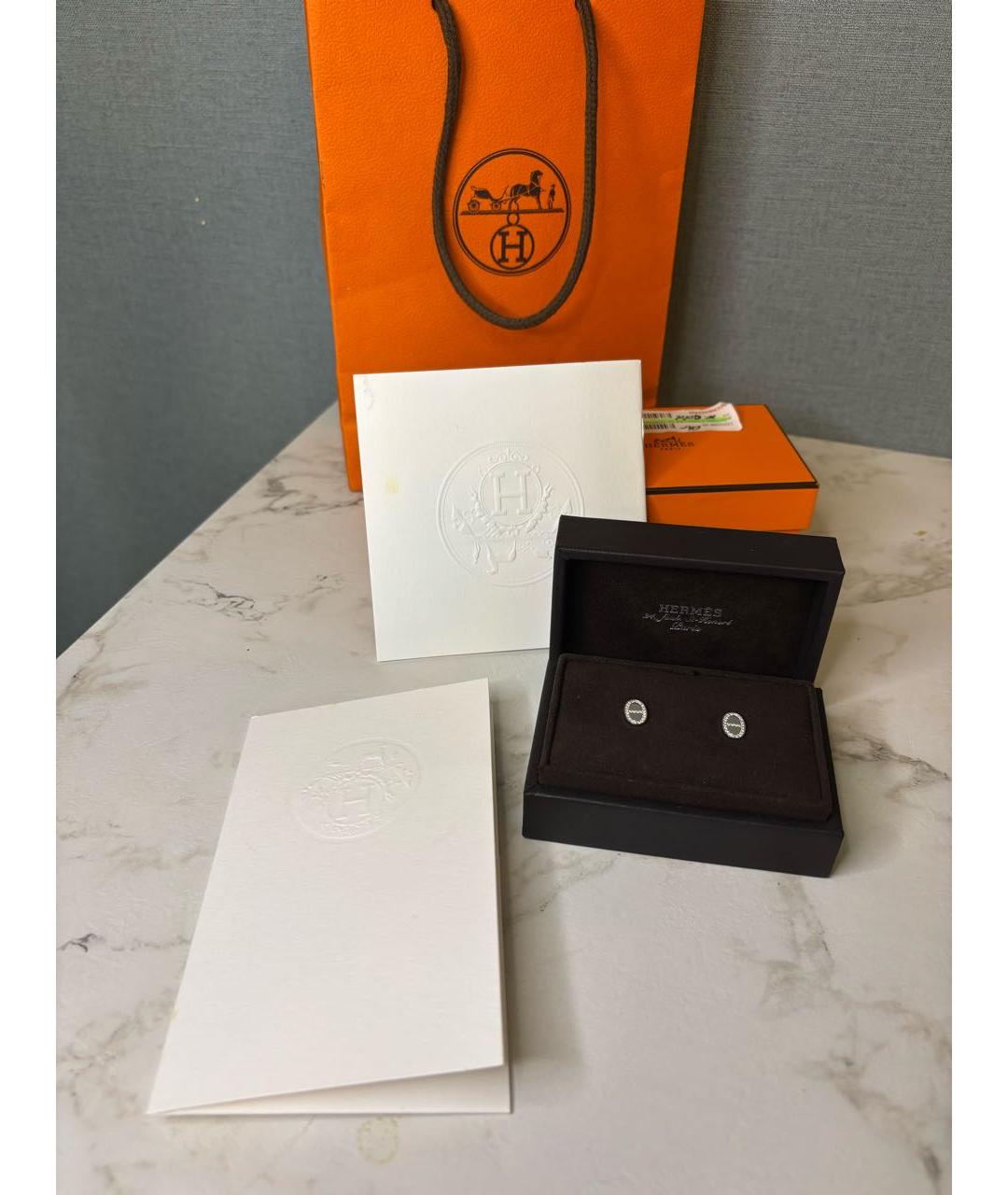 HERMES Белые серьги из белого золота, фото 4