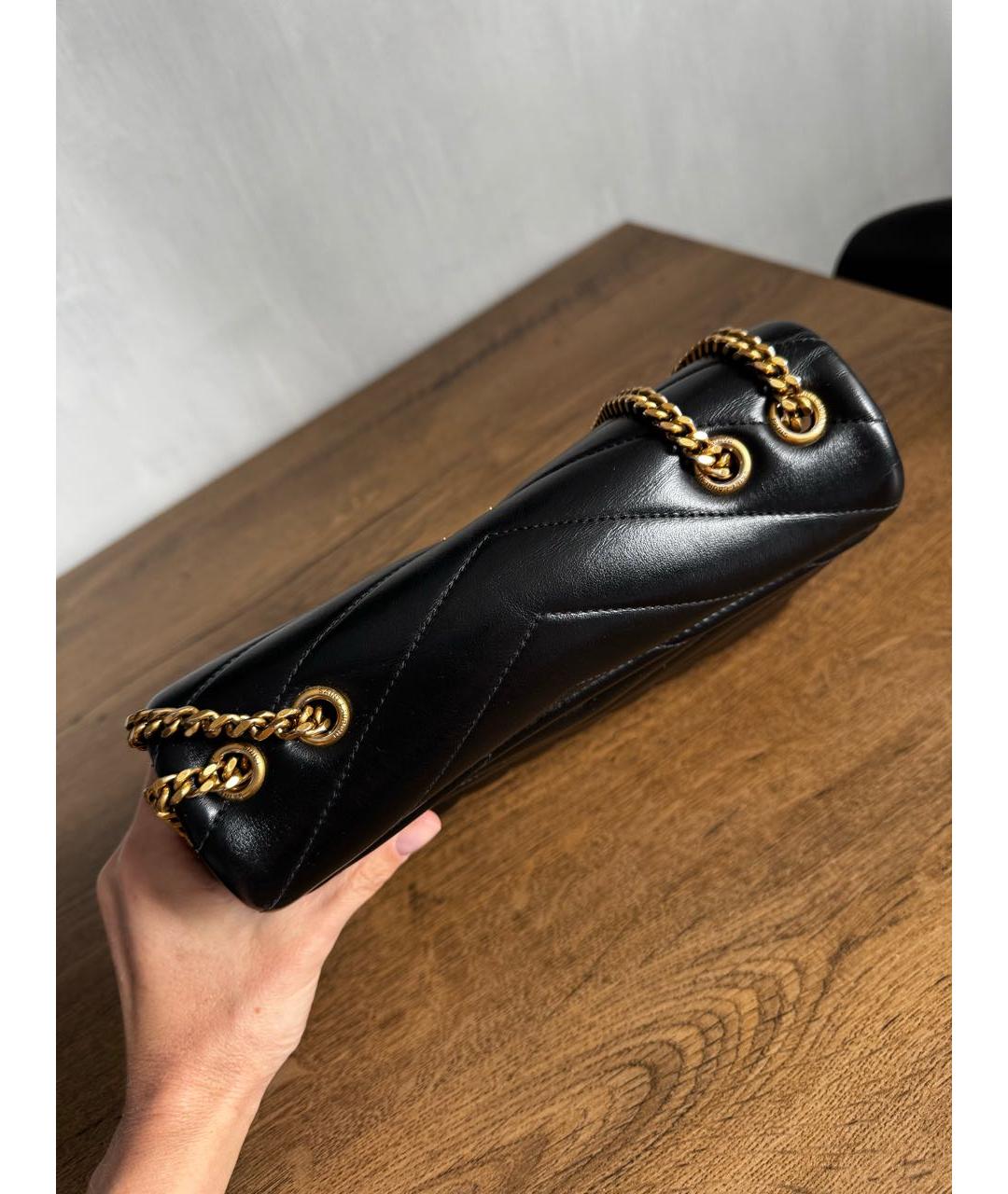 SAINT LAURENT Черная кожаная сумка через плечо, фото 4