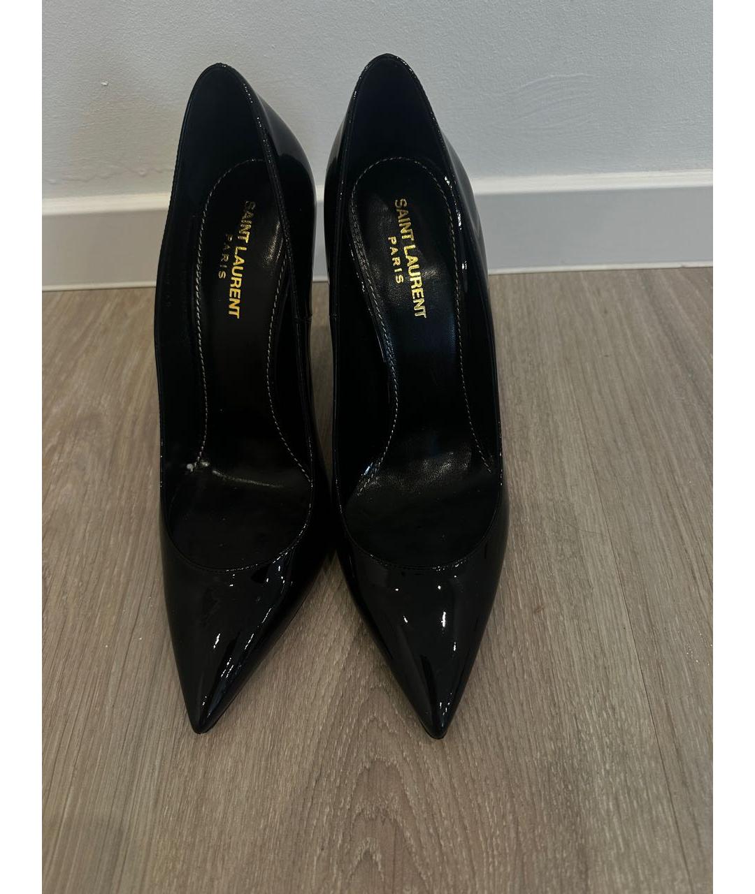 SAINT LAURENT Черные туфли из лакированной кожи, фото 2