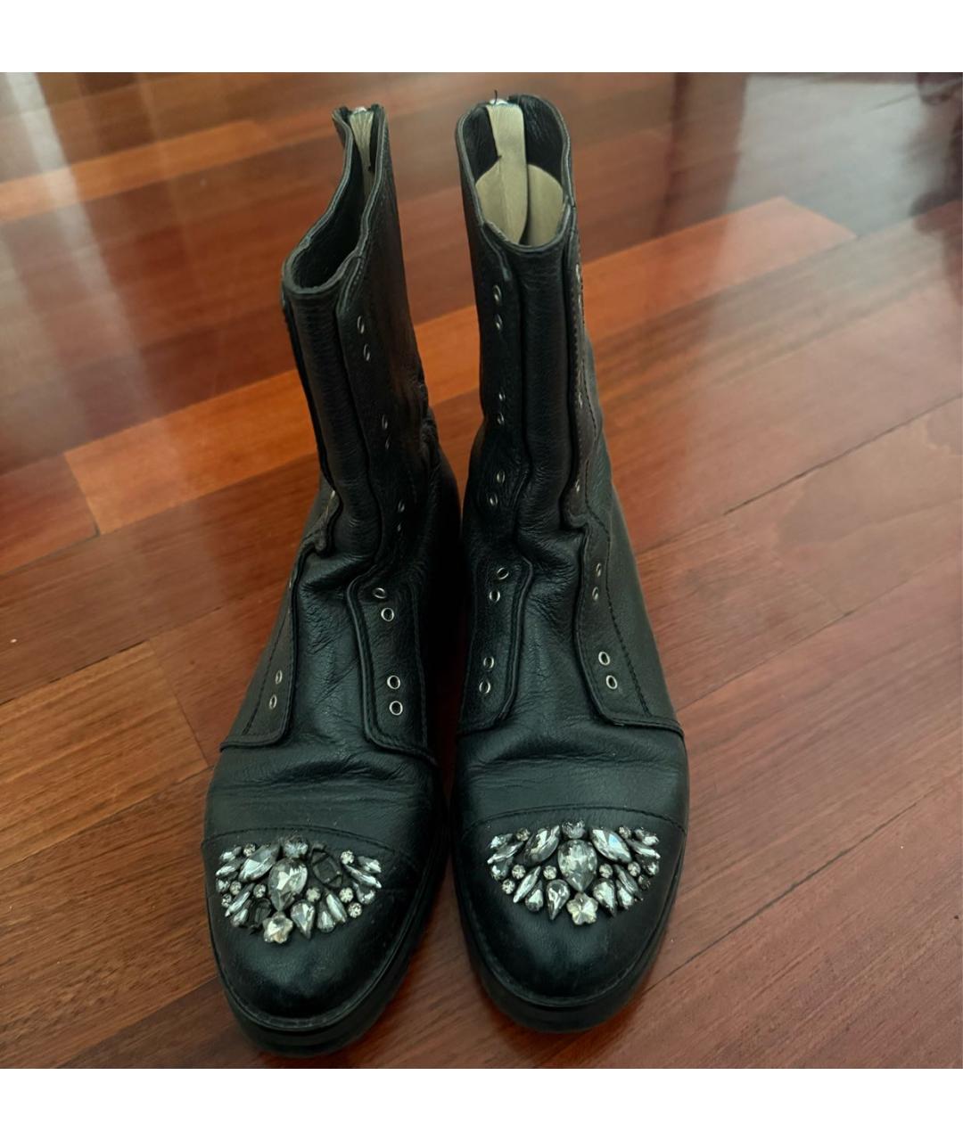 JIMMY CHOO Черные кожаные ботинки, фото 2