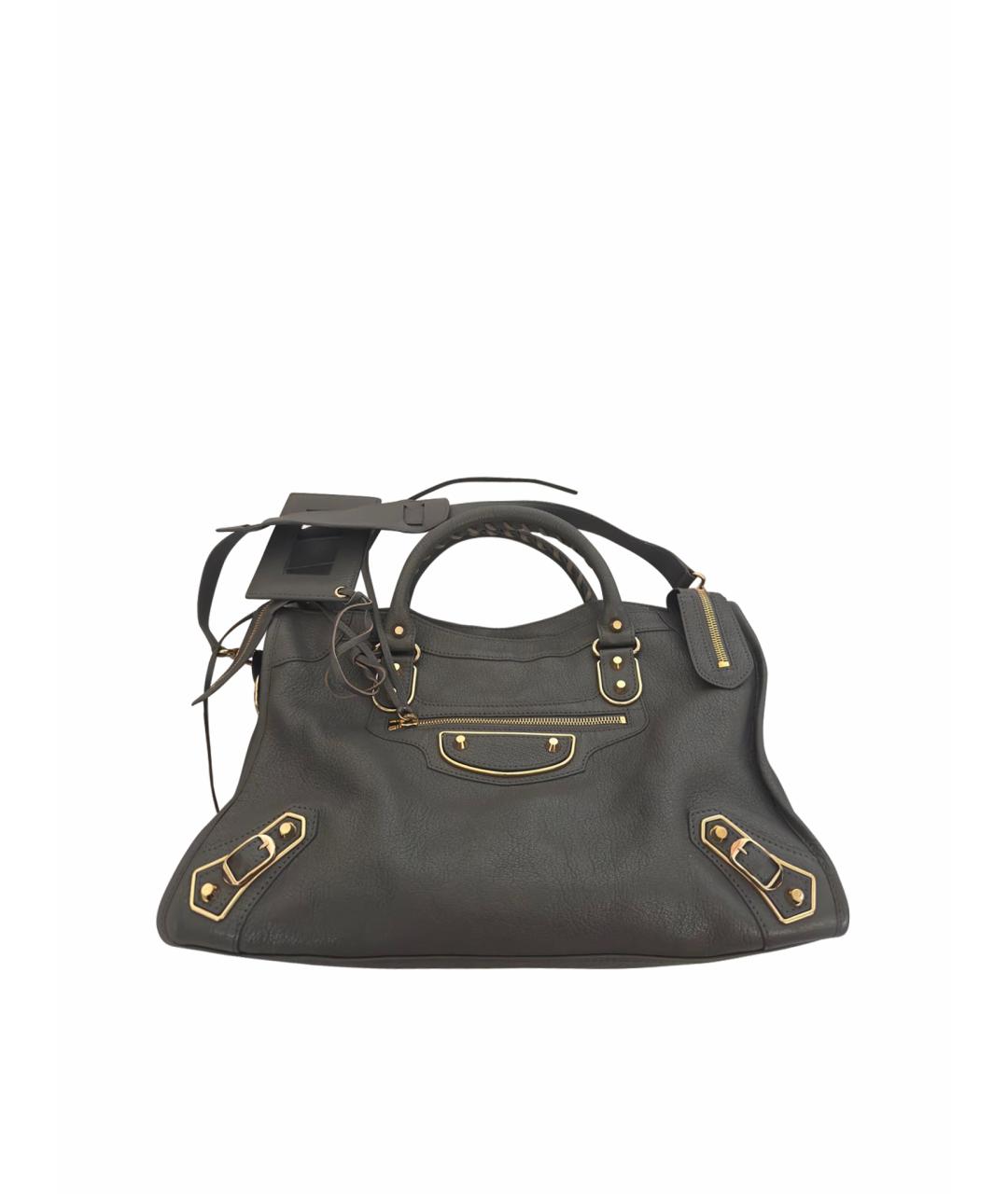 BALENCIAGA Антрацитовая кожаная сумка тоут, фото 1