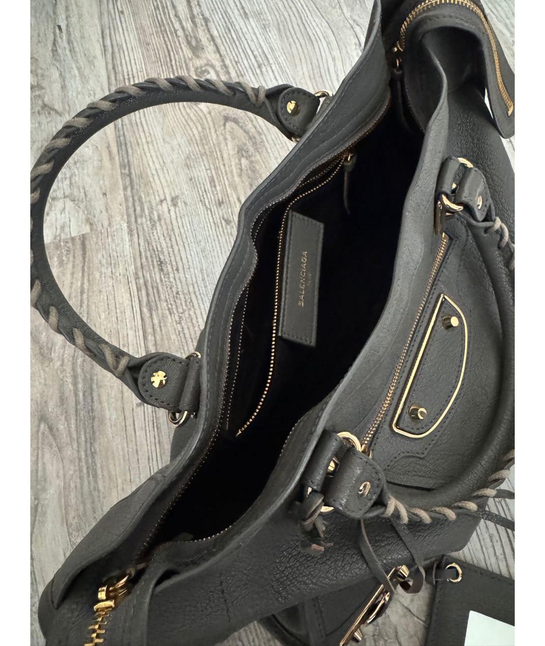 BALENCIAGA Антрацитовая кожаная сумка тоут, фото 4
