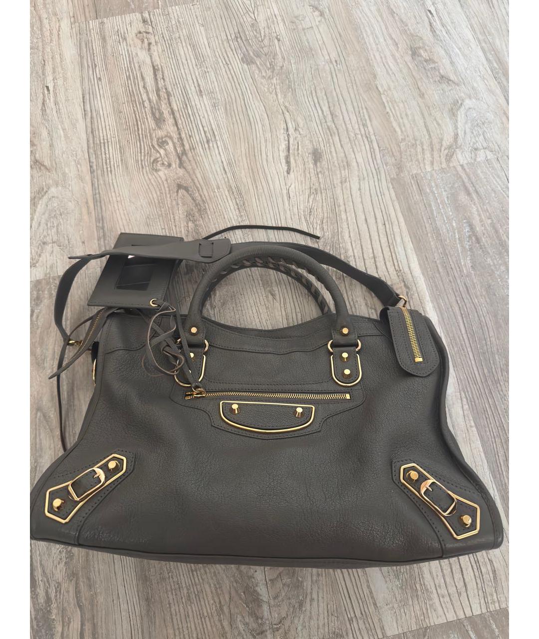 BALENCIAGA Антрацитовая кожаная сумка тоут, фото 9