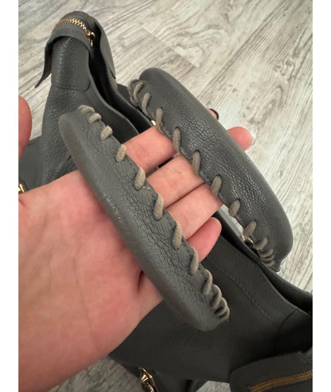 BALENCIAGA Антрацитовая кожаная сумка тоут, фото 5