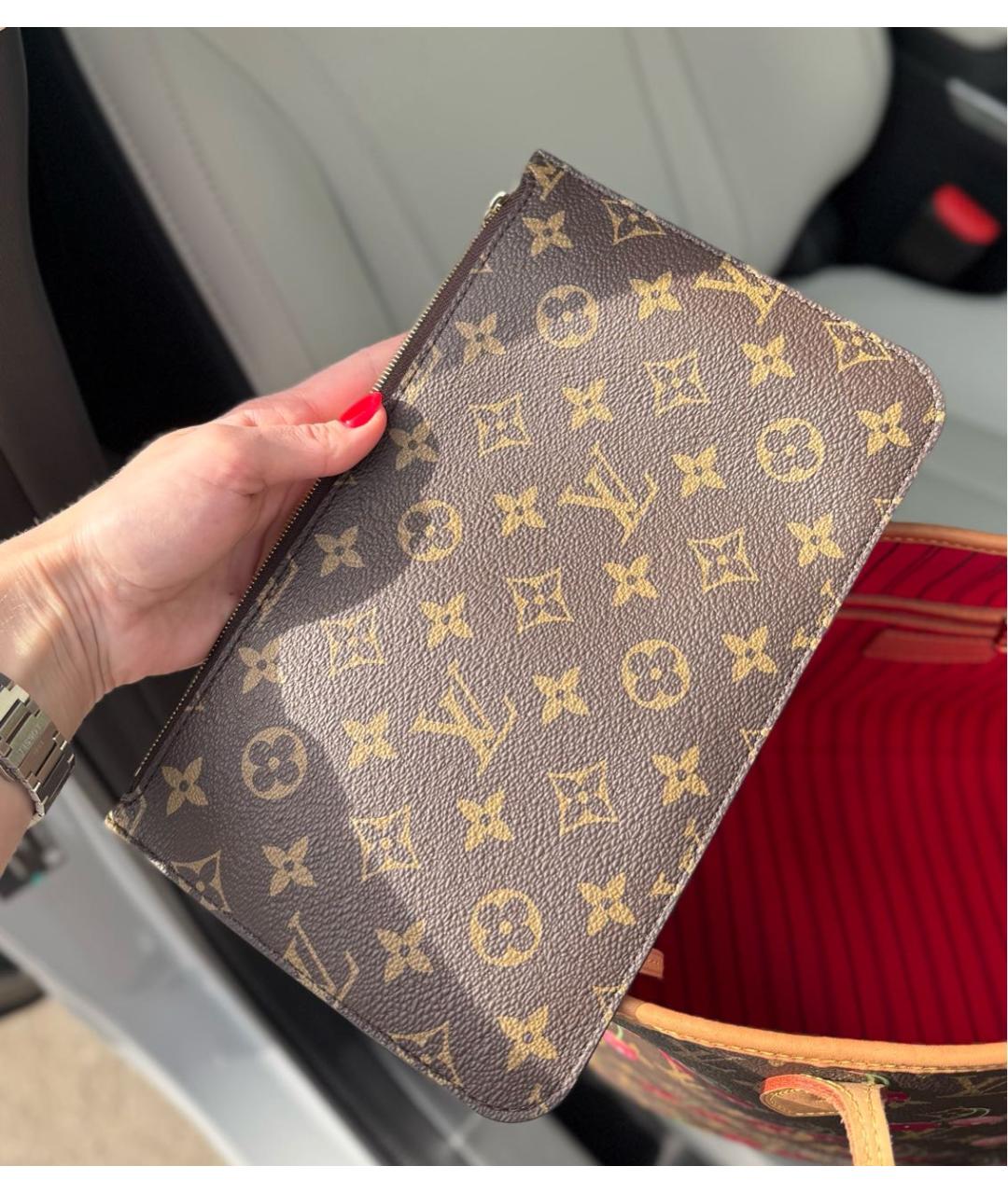 LOUIS VUITTON Коричневая кожаная сумка через плечо, фото 6