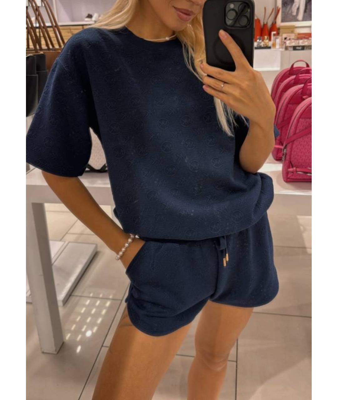 MICHAEL KORS Темно-синяя полиэстеровая футболка, фото 4