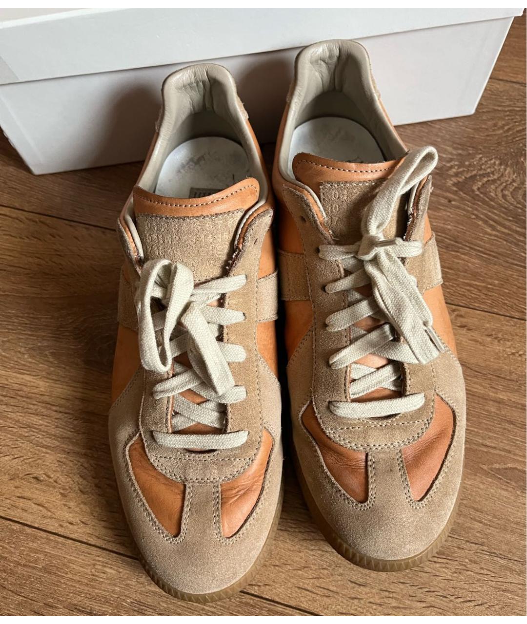 MAISON MARGIELA Бежевые замшевые кеды, фото 4