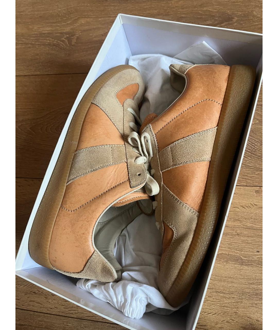 MAISON MARGIELA Бежевые замшевые кеды, фото 6