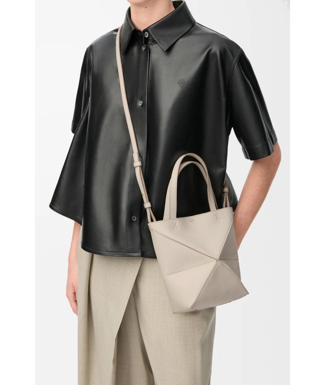 LOEWE Бежевая кожаная сумка тоут, фото 2