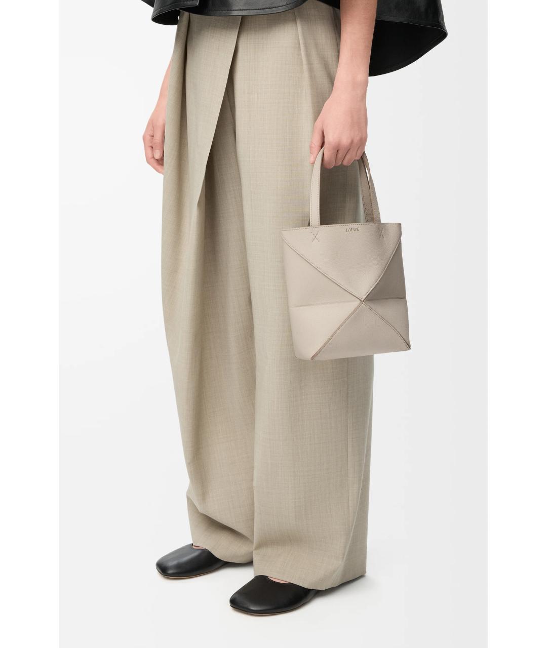 LOEWE Бежевая кожаная сумка тоут, фото 4