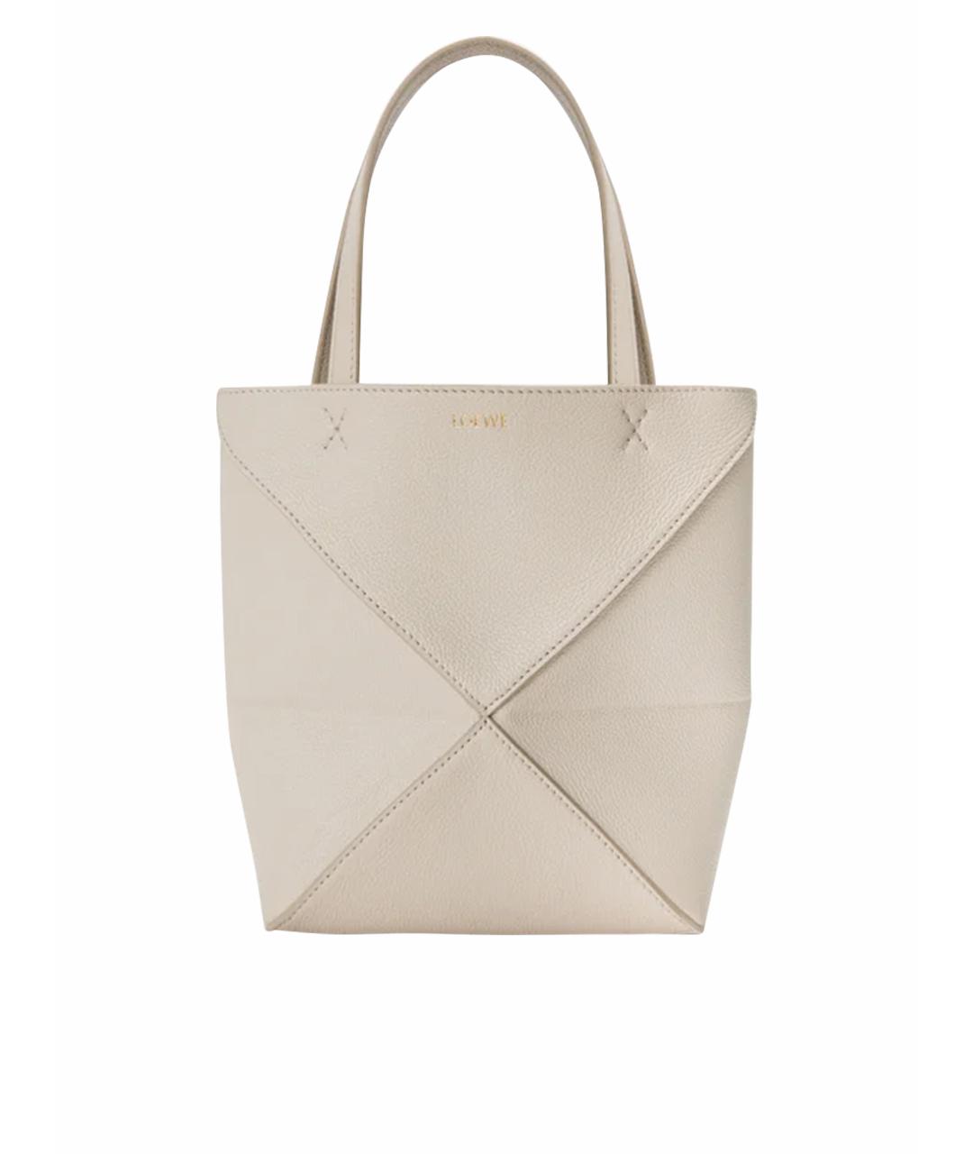 LOEWE Бежевая кожаная сумка тоут, фото 1