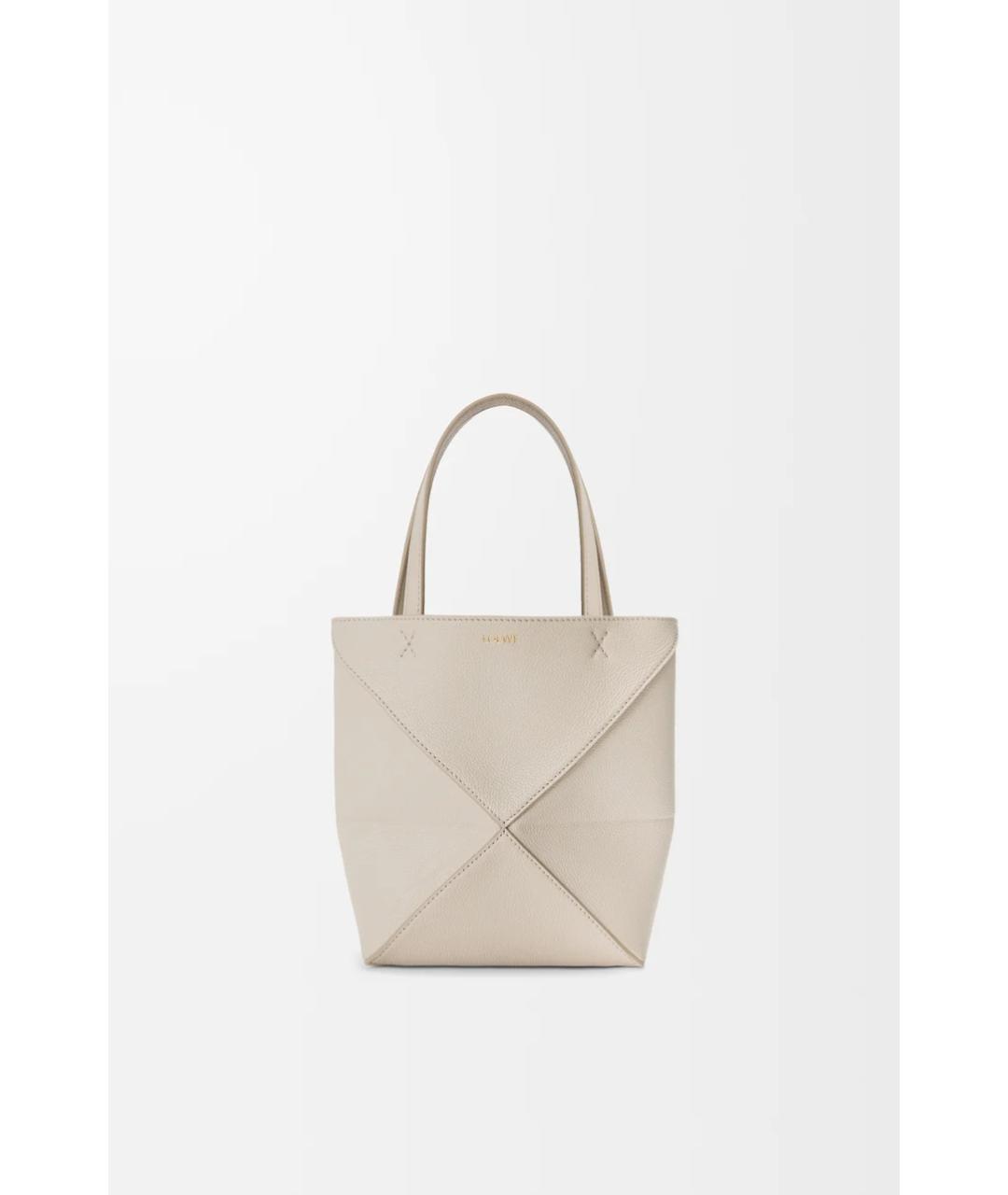 LOEWE Бежевая кожаная сумка тоут, фото 6