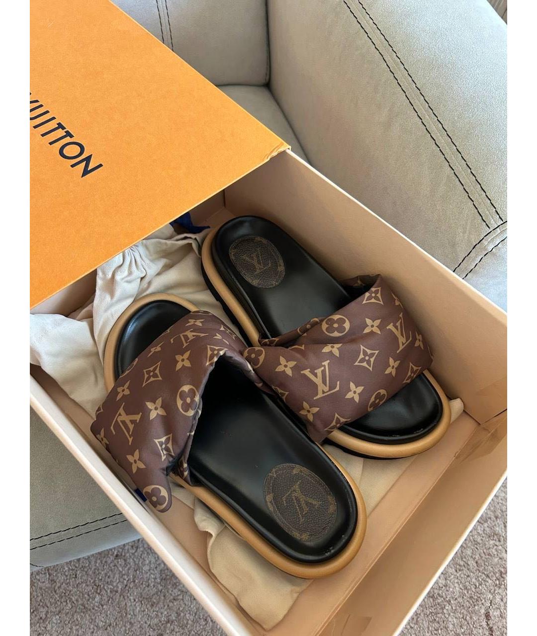 LOUIS VUITTON Коричневые шлепанцы, фото 7