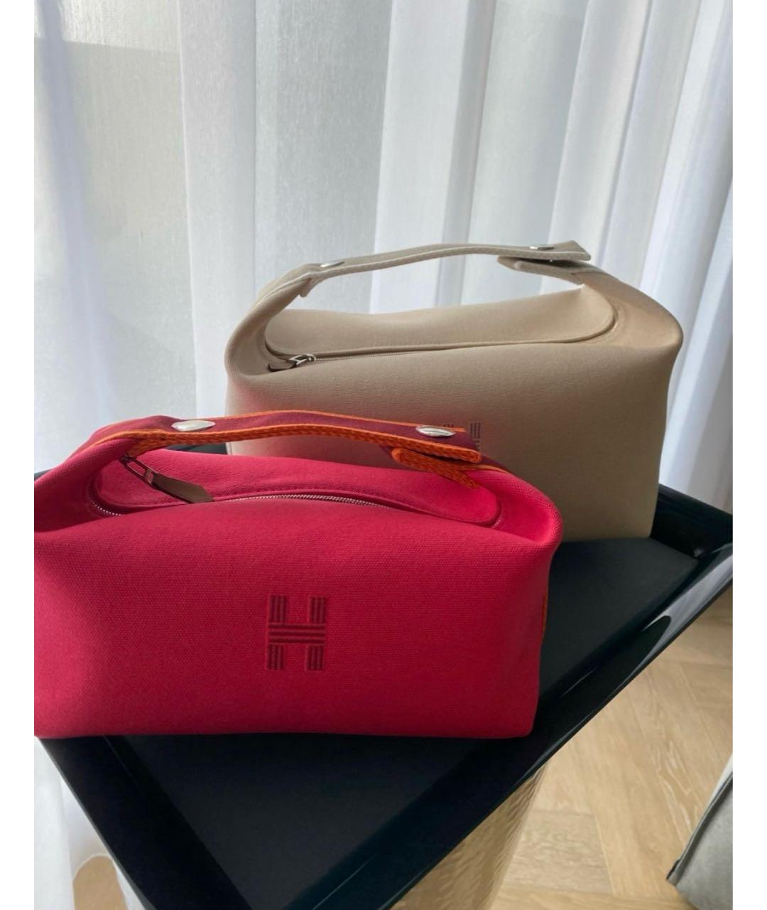 HERMES Фуксия хлопковая косметичка, фото 4