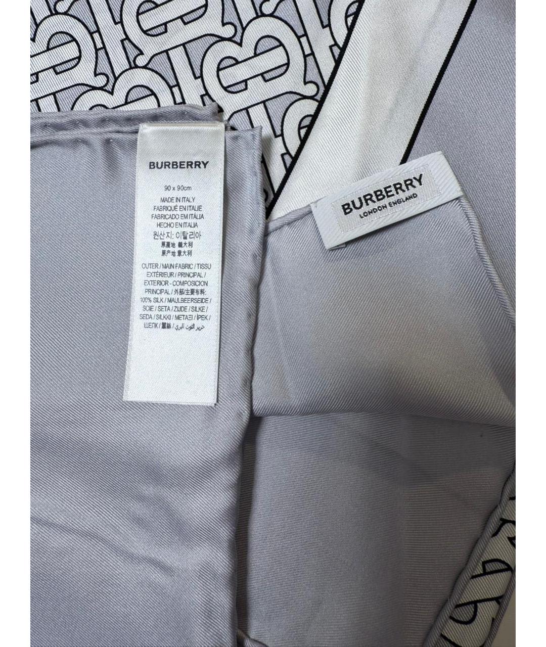 BURBERRY Серый шелковый платок, фото 4