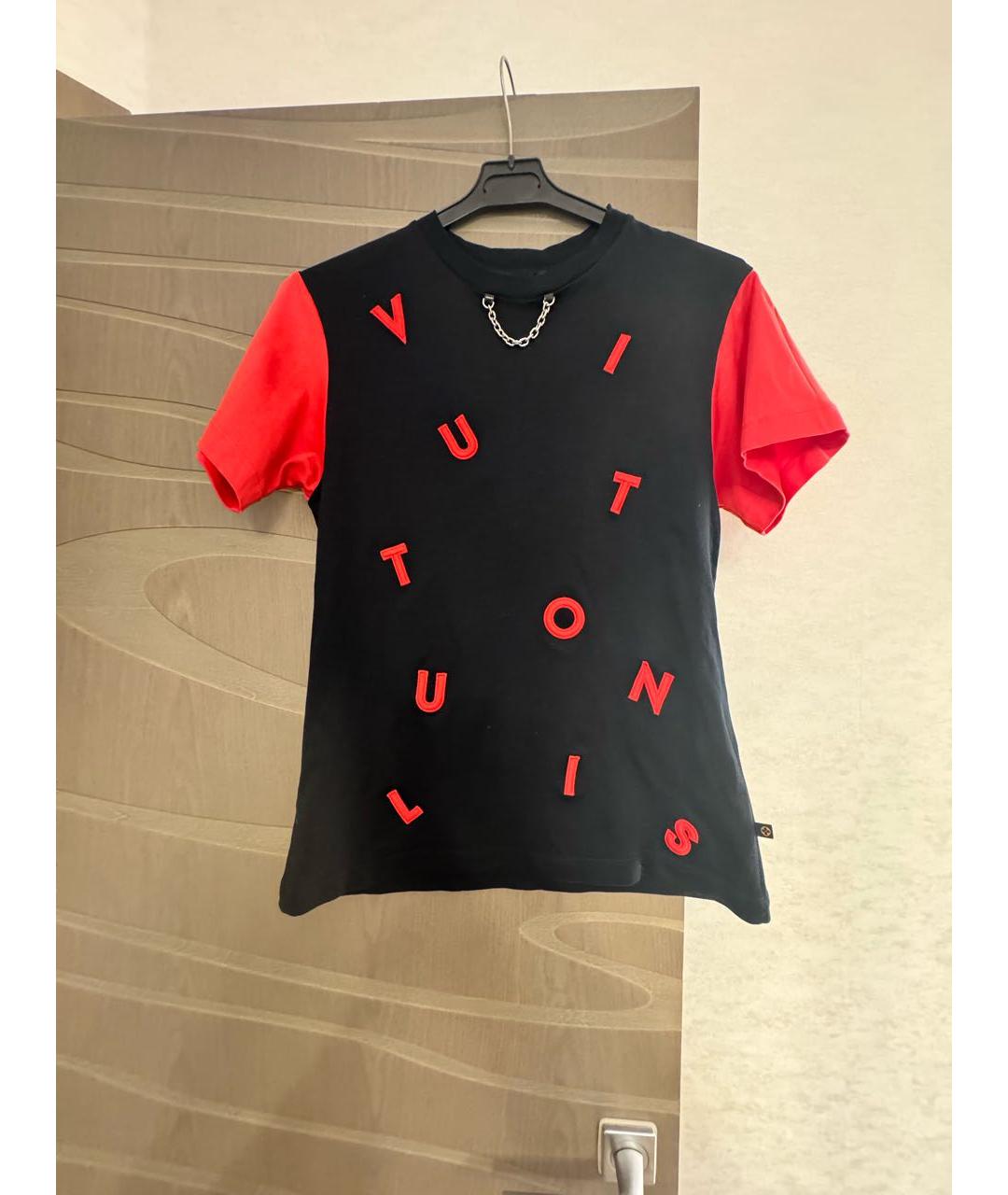 LOUIS VUITTON Черная хлопко-эластановая футболка, фото 8